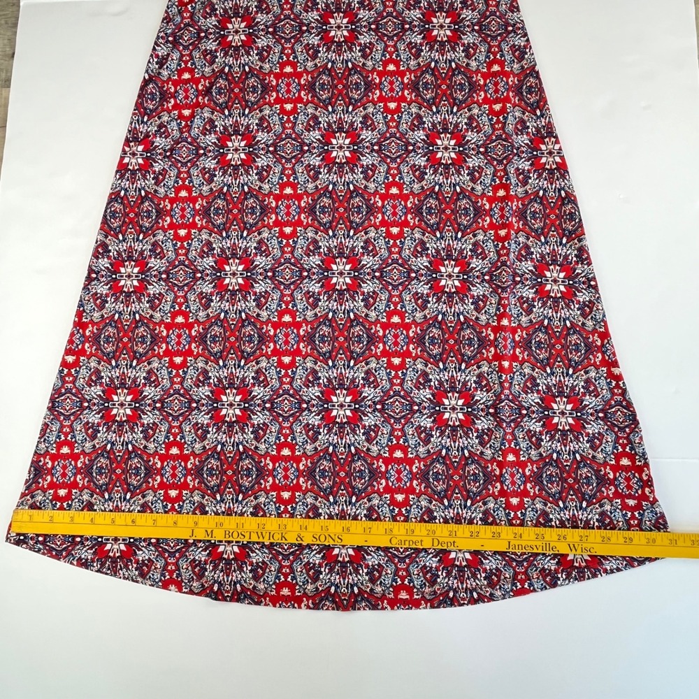 Gilli Womens Red Blue White Geometric Kaleidoscope Maxi Skirt Size‎ M 51016B - Picture 6 of 9